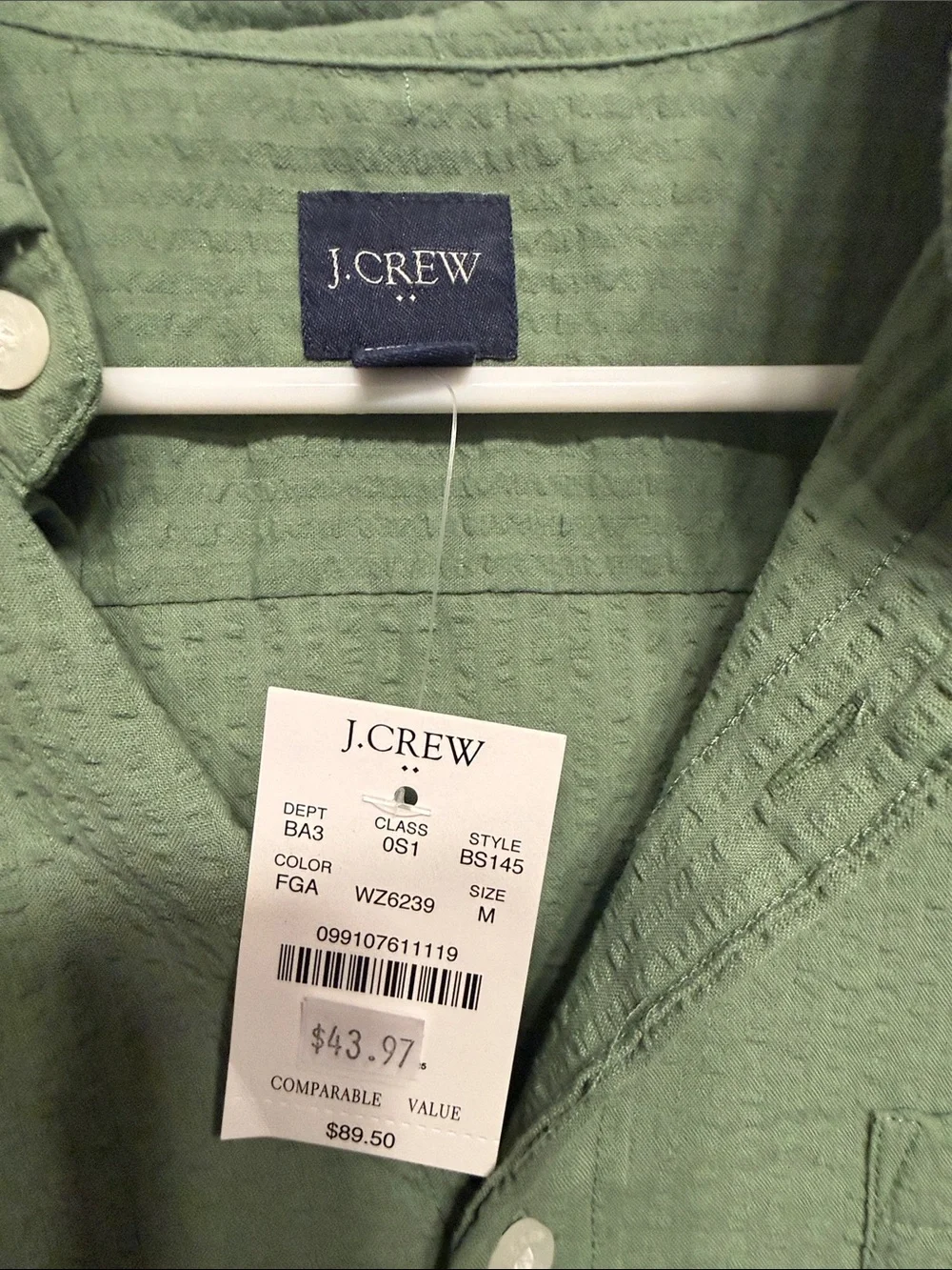 J. Crew Men’s Short-Sleeve Button-Down in Sage Green